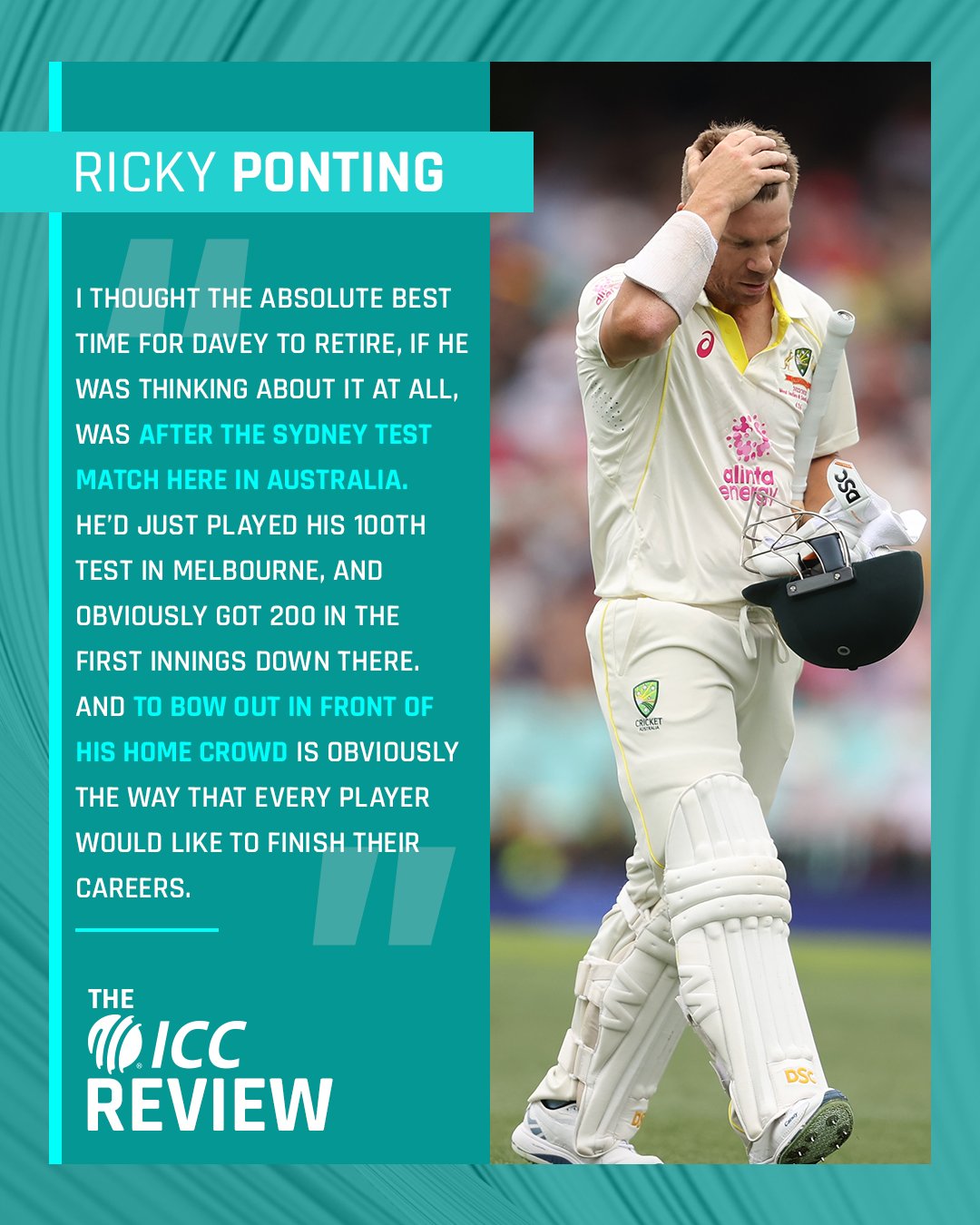 ICC on Twitter "Ricky Ponting believes David Warner will return to the XI for the WTC23 final