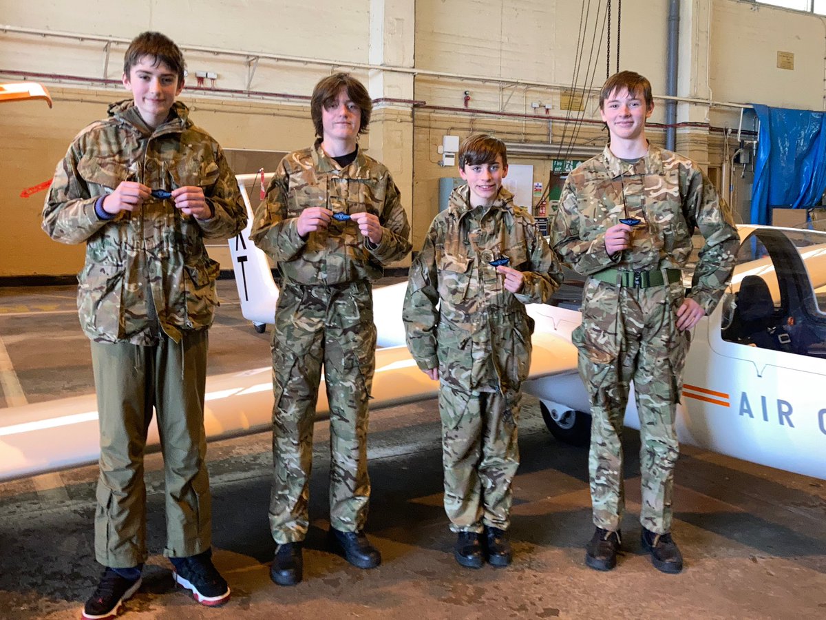 Cadets from 967 (Warton) Sqn proudly showing off their newly awarded ATP blue wings for completing the Aviation Training Package and flying our Viking glider.