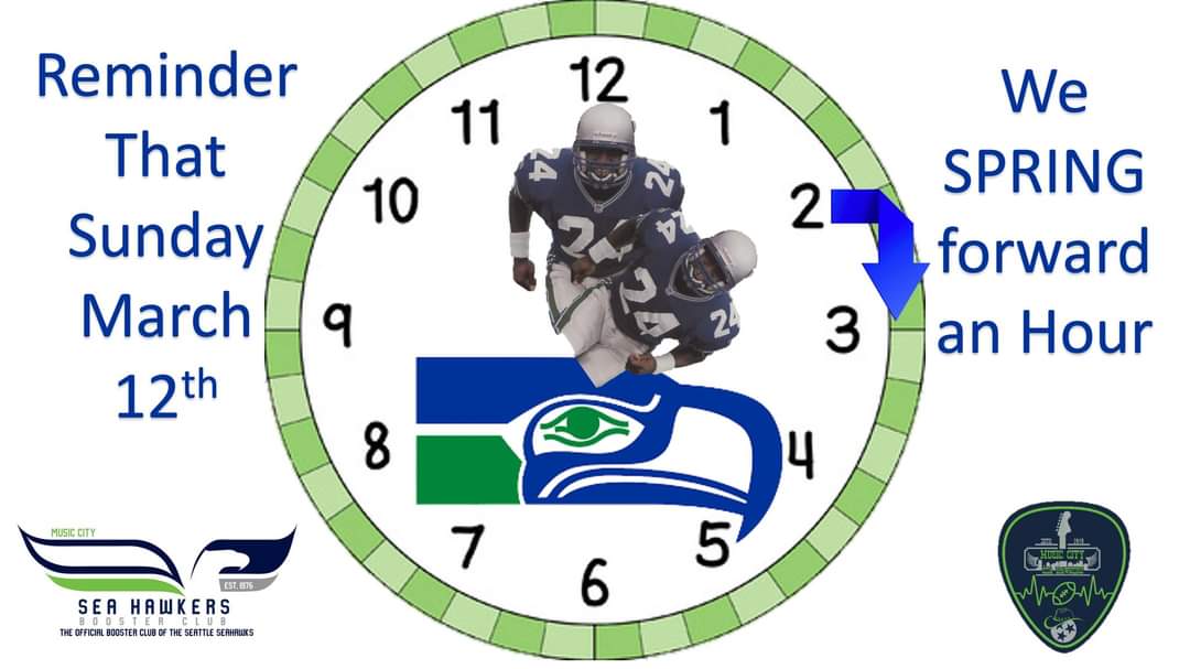 Music_City_SH's tweet photo. Dont Forget to #ShawnSprings your clock forward one hour next Sunday. #DayLightSavings #SpringAHead #GoSeahawks https://t.co/NtMUcEcpca