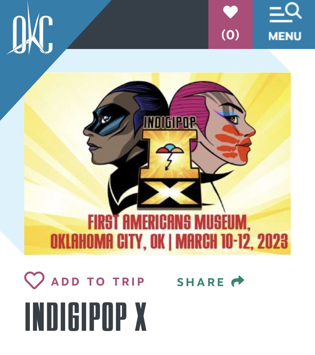Thanks to @VisitOKC for the mention on your website of all things Oklahoma City! Excited for #IndigiPopX to #ReEmerge in OKC this weekend! 

visitokc.com/event/indigipo…