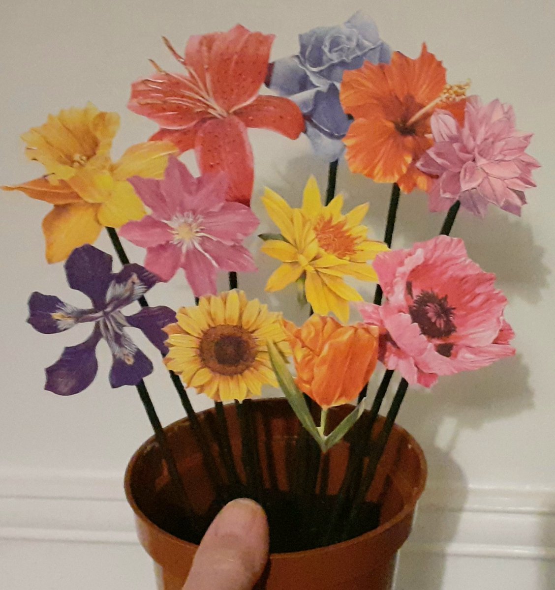 julzee61's tweet image. Anyone able to help me identify these paper flowers? I need to add the correct leaves to them for a project. I only know the daffodil, rose, iris, poppy, sunflower and tulip #paperflowers #whatarethey