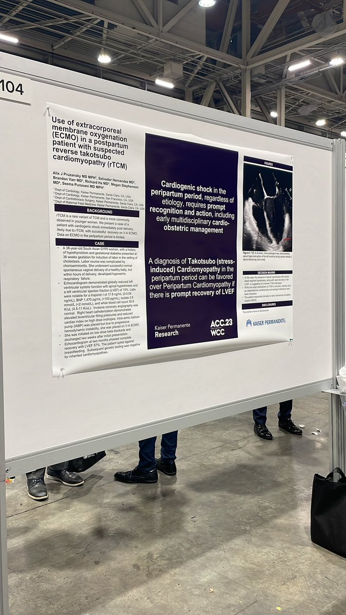 KPncalCVfellows's tweet photo. Also, today in #ACC23 I am@presenting a very interesting case using ECMO in a postpartum patient with reverse Takotsubo Cardiomyopathy. @alixjpruzansky we miss you during this meeting, this is your baby!  #rtcm #vaecmo #thrivinghearts https://t.co/esNpNZsbtv