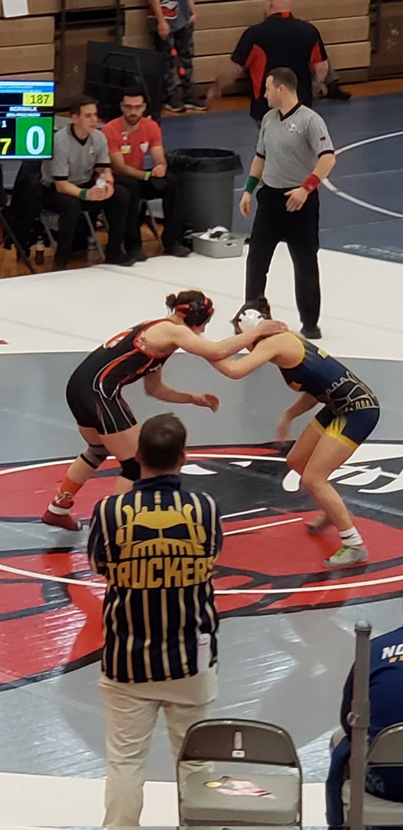 NHSTruckers's tweet photo. Mya Prochnow competes at the first ever regional OHSAA girls wrestling tournament for the Truckers! https://t.co/UkyLT43nUj