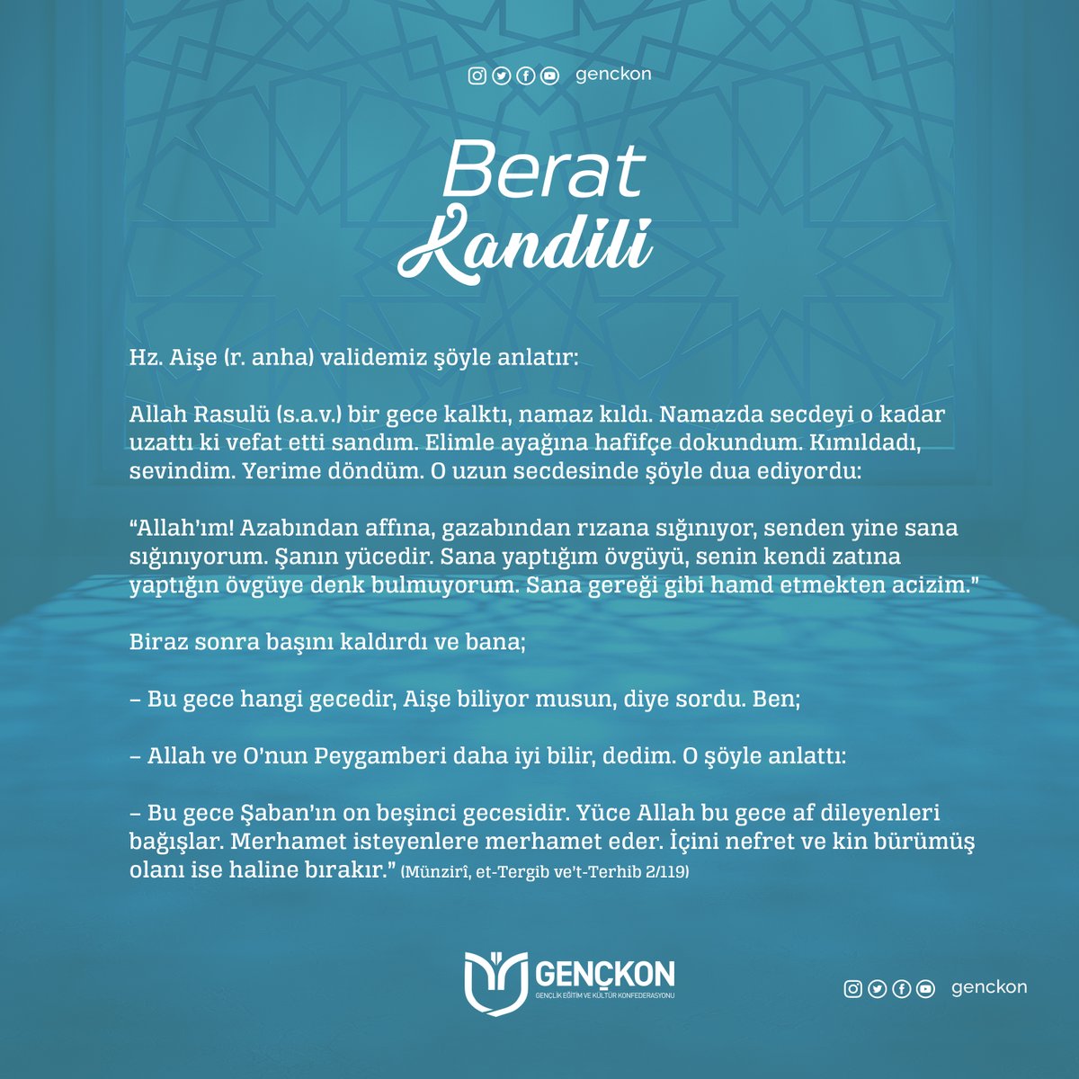 Berat Kandiliniz mübarek olsun.

#BeratKandili
