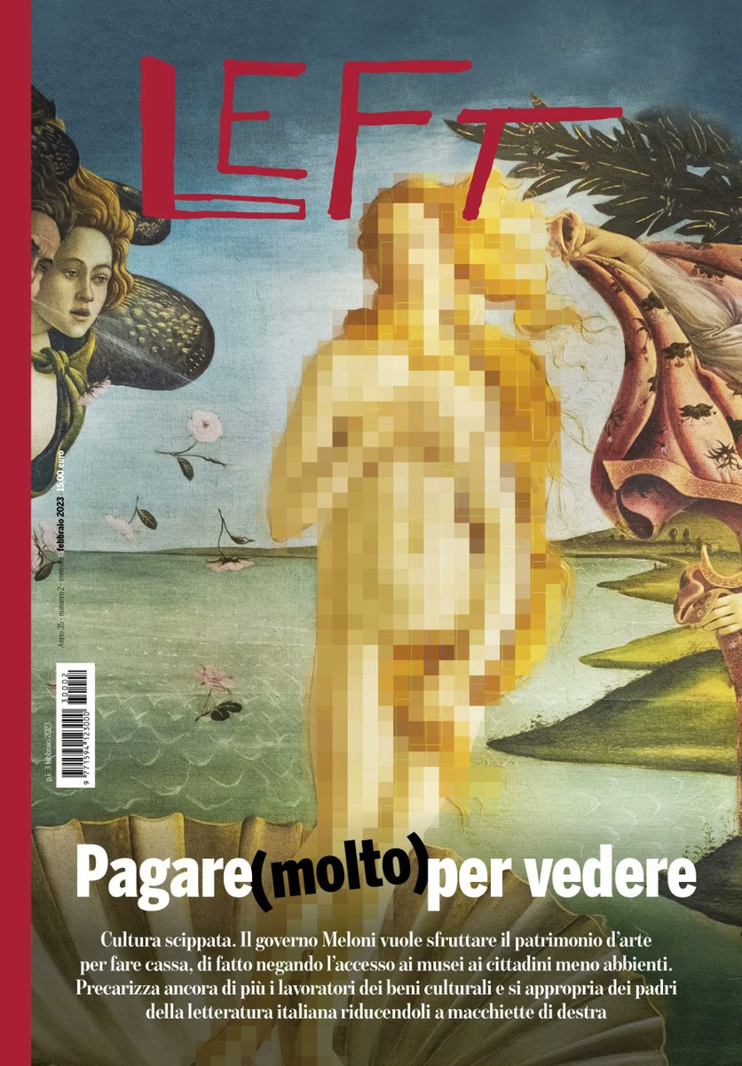 <a href="/miriconosci/">Mi Riconosci?</a> <a href="/sole24ore/">IlSole24ORE</a> <a href="/tomasomontanari/">Tomaso Montanari Presidente</a> <a href="/mpguermandi/">Maria Pia Guermandi</a> <a href="/fedegiannini1/">Federico Giannini</a> <a href="/sarahegain/">sarah gainsforth</a> <a href="/giuliocavalli/">Giulio Cavalli</a> <a href="/Mariasole_chan/">Mariasole Garacci (Friche)</a> <a href="/SusannaCamusso/">Susanna Camusso</a> <a href="/UffiziGalleries/">Gallerie degli Uffizi</a> <a href="/galligra/">Grazia Galli</a> Che la Venere, e non solo lei, ma tutto il patrimonio storico artistico fosse in pericolo ne parlavamo insieme a febbraio. Ci abbiamo visto lungo, continuiamo!