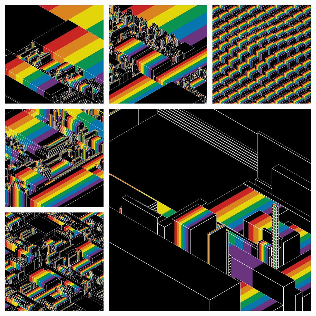 andrewmcwhae's tweet photo. The 6 rainbow pieces #BlockPartyNFT #threejs #genartclub https://t.co/TAseSaeU4K