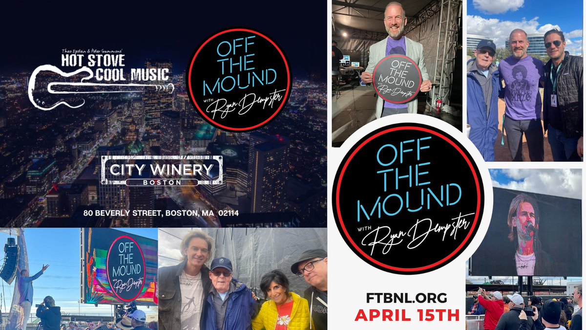 ftbnl's tweet photo. A who’s who of who is joining us this April for Hot Stove Off the Mound! 🎶⚾️  Get ready for Bronson Arroyo, Jake Peavy, Peter Gammons, Ryan Dempster, Ed Valauskas and Allyce Najimy! Pictured at Arizona Innings Festival. https://t.co/PfYGJfKnYO