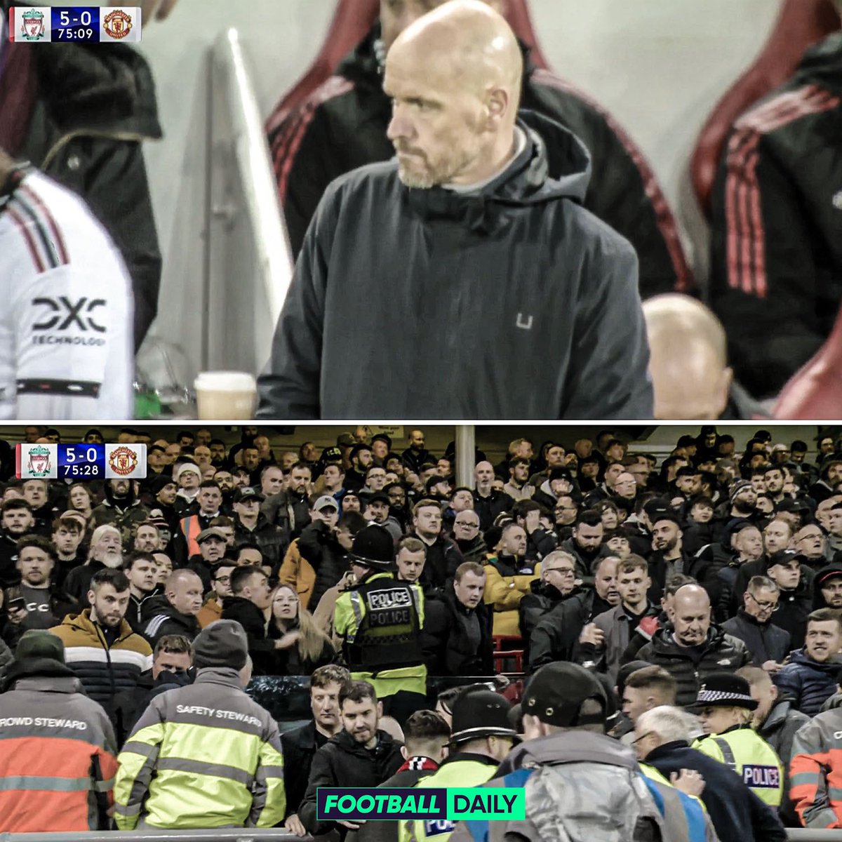 "Se terminó una era dijo el pelado."

Mientras se como 6 y los hinchas del United hacen lo que saben, irse antes de los 90 ante el más grande de Inglaterra.