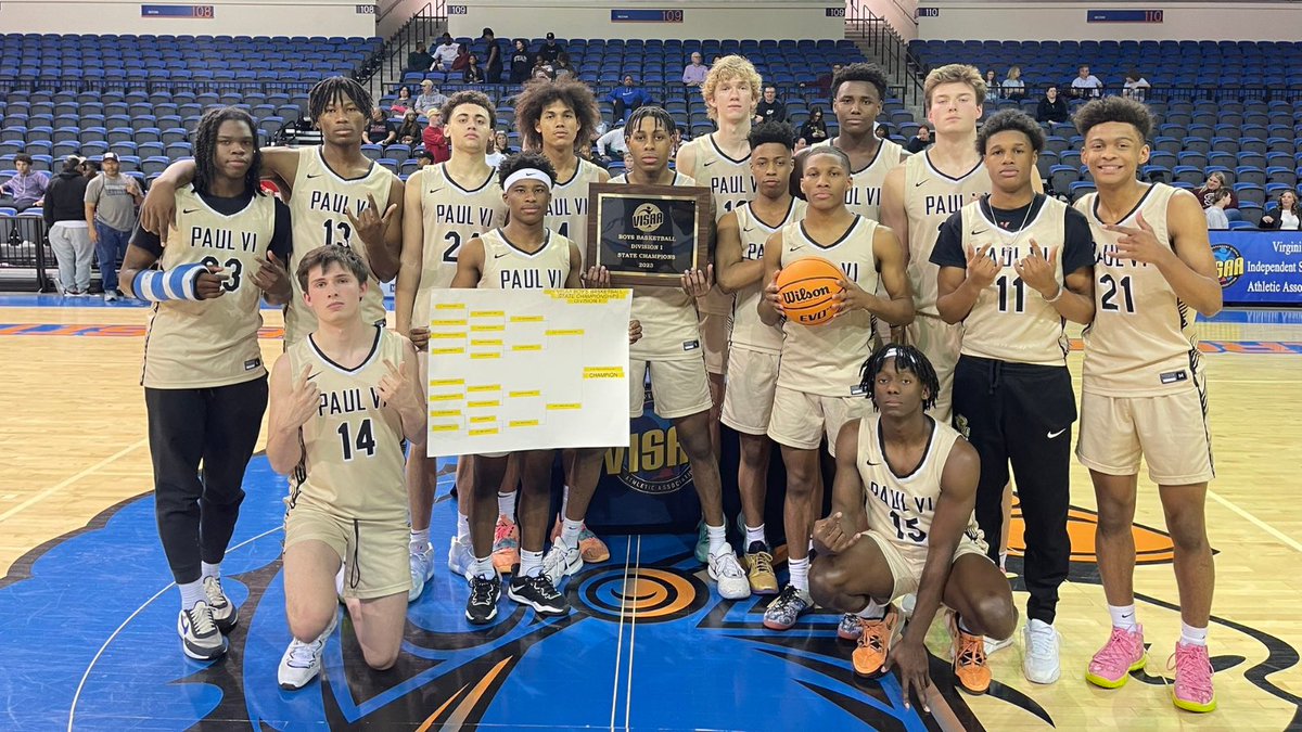 PaulVICatholic's tweet image. Double State Champs! 🏀🏆🏆Congrats to @PVIGIRLSBBALL for their 16th straight (23rd total) VISAA D-I State Championship w/a 67-56 win over St. Anne’s Belfield. @PVIHoops won their 3rd straight &amp;amp; 7th overall with a 69-56 win over St. Anne’s Belfield. Congrats, Panthers! #TeamPVI