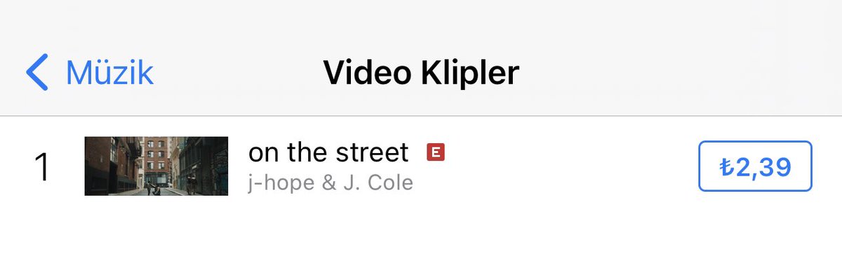 🇹🇷 | Türkiye iTunes Listesi #on_the_street video klibi +9 sıra yükselerek yeniden Video Klipler listesinde zirveye çıktı! #jhope #JCole @BTS_twt