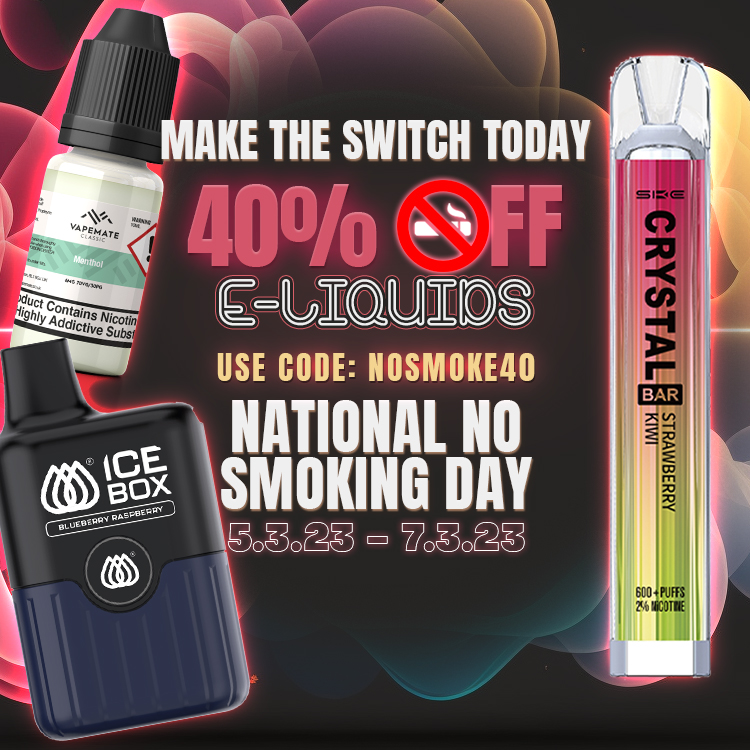 Celebrate No Smoking Day early &amp; enjoy 40% off e-liquids. Use the code "NOSMOKE40" at checkout 🚭🥳

vapemate.co.uk

Offer ends 7/3/23 ⏰

VapeMate products may contain nicotine, only suitable for 18+
━━━━━━━━━━━━━━━━
#nosmokingday #eliquid #vapesale