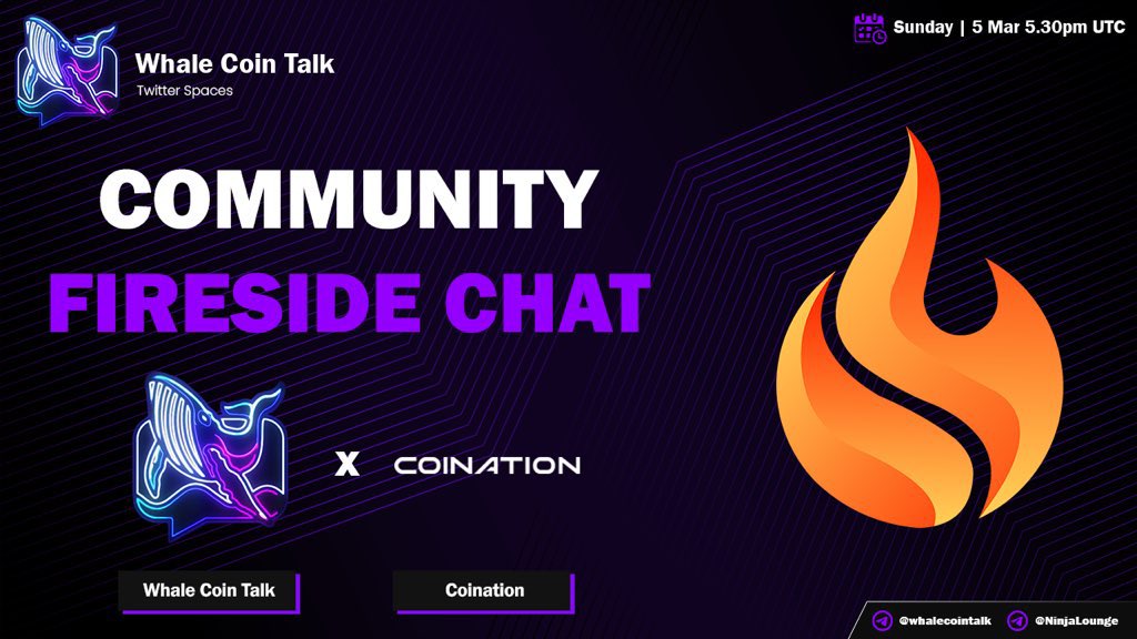 Follow &amp; Retweet for the 25$ <a href="/WhaleCoinTalk/">Whale Coin Talk</a> x @coination_ Fireside Chat  giveaway ☘️💸 
Ending tomorrow evening!
#coination #wct #giveaway #crypto