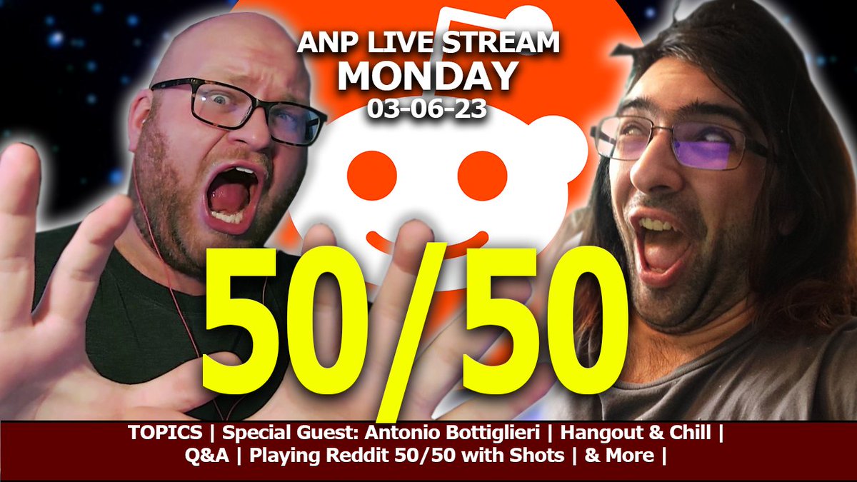 AdamNProduction's tweet photo. https://t.co/FR4miAR8Dv
Antonio (@GameControllerN ) and I will be live on Monday at 8pm ET! Come join us and have some fun! 
#reddit #fiftyfifty #redditchallenge #liveshow #livestream #podcast https://t.co/8LLneFBcm9