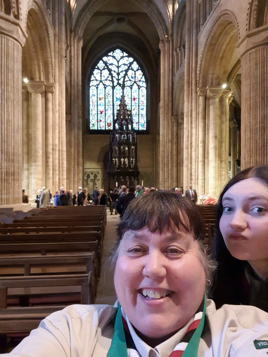 I was at Durham Cathedral today as part of HM Lord Lieutenant's service of the Celebration of Youth. Photo bombed by an Explorer scout!