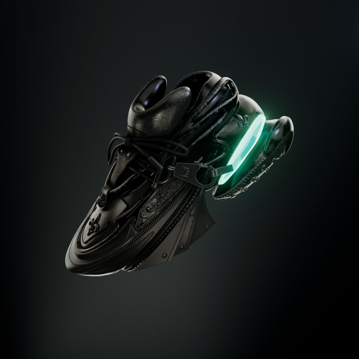 "Baroque: Teal Re-Imagined"
The first of four exclusive aesthetic lines we have created for the <a href="/Balmain/">Balmain</a> x Space Runners Collaboration. Based on the new Baroque Unicorn Sneaker, and directly inspired by a mix of myths, energizing waves, and alluring mystery.