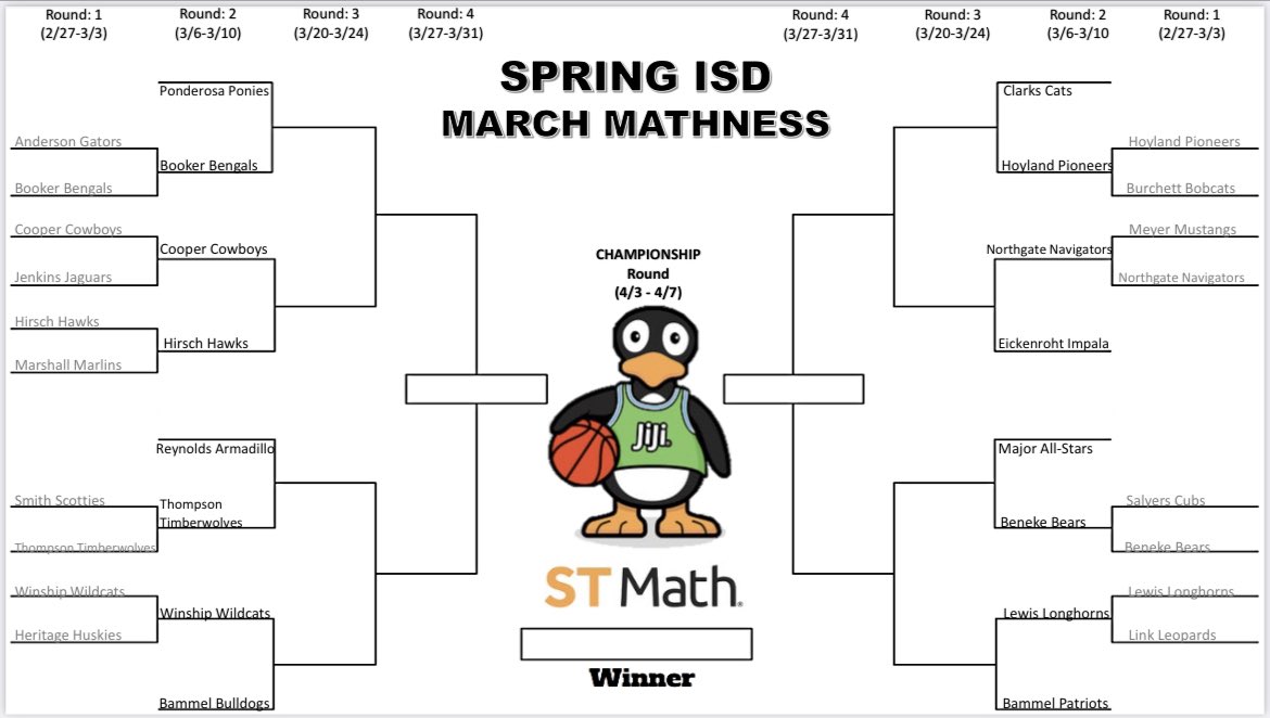 CRYSTAL ST JULIAN (@crystalstjulia2) on Twitter photo Which <a href="/SpringISD/">Spring ISD</a> Elementary Campus made it to the Sweet 16 March  Mathness <a href="/STMath/">ST Math Educator? Follow us on MINDEduOrg!</a> Tournament??? Best Wishes to all campuses and remember Champions win together as a Team! @SpringISD_Super <a href="/SISD_CoA/">K. Cuellar</a> <a href="/LaTracyHarris/">LaTracy Harris, Ed.D</a> <a href="/KAndersonEduc8/">Kelli Anderson</a> <a href="/SpringISD_FACE/">Spring ISD Family & Community Engagement</a> @SpringISD_Curr Which <a href="/SpringISD/">Spring ISD</a> Elementary Campus made it to the Sweet 16 March  Mathness <a href="/STMath/">ST Math Educator? Follow us on MINDEduOrg!</a> Tournament??? Best Wishes to all campuses and remember Champions win together as a Team! @SpringISD_Super <a href="/SISD_CoA/">K. Cuellar</a> <a href="/LaTracyHarris/">LaTracy Harris, Ed.D</a> <a href="/KAndersonEduc8/">Kelli Anderson</a> <a href="/SpringISD_FACE/">Spring ISD Family & Community Engagement</a> @SpringISD_Curr