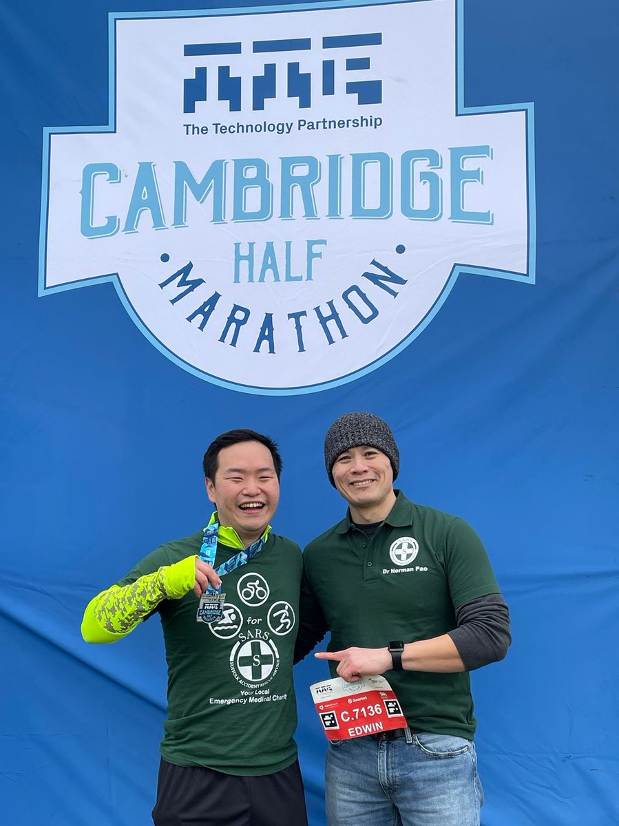 Congratulations @edwinlpwps on your first half marathon and thank you for supporting SARS 🙏🏼 #halfmarathon #cambridge #ttp #thankyou #supporter #critical #care #charity #basics #phem