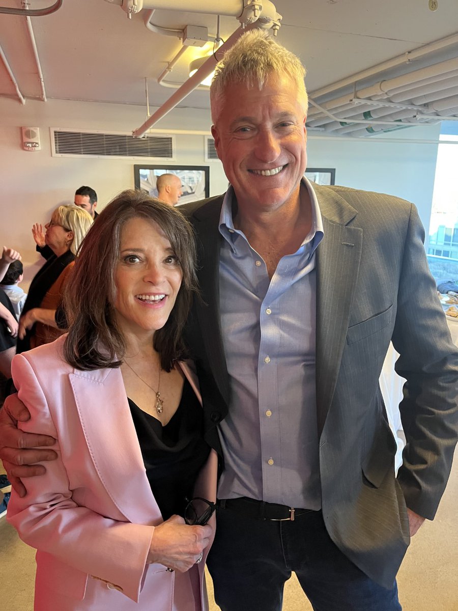 With friend Marianne Williamson after she announced her run for President. A serious challenge from within the Democratic Party is one way our country can confront the hard truths needed to move forward.

Tough, smart, and courageous. ⤵️ <a href="/marwilliamson/">Marianne Williamson</a>