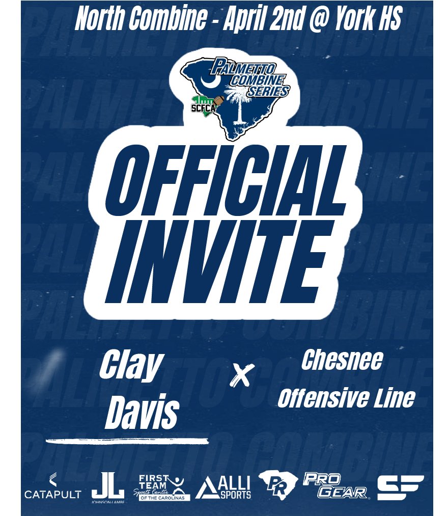 CoachesCombines's tweet photo. Congratulations on being selected to the Senior Palmetto Combine Series! See you in York on April 2nd at 8:30am

#Palmetto23 #Emailtofollow #NorthCombine

@Adonis_Burgess @abbigford24 @daviisclay @coach_cllewis @ChesneeUpdates

Pre-Register:
https://t.co/qggdkPKeZY https://t.co/kIq1k2ZcdN