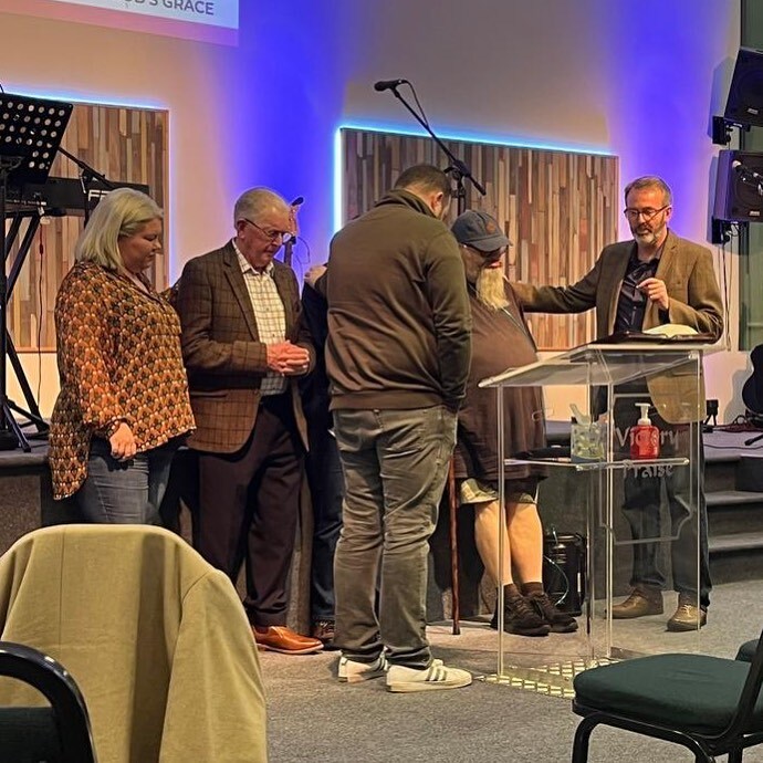VictoryPraiseUK's tweet photo. Praying and laying on of hands on Robert, Jayne and Rab is morning as they take on new roles in home visitation and church admin work. #serving  #layingonofhands #prayer #volunteers https://t.co/Oof373crSZ https://t.co/d1ATOeREf6