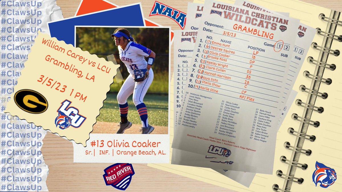 Today's starting 9 against Gramiling Game 1!!
#ClawsUp <a href="/LC_University/">Louisiana Christian University</a> <a href="/LCU_Wildcats/">Louisiana Christian University Wildcats</a> <a href="/RRACsports/">RRAC Sports</a> <a href="/CenLaPrepsLLC/">Cenla Preps</a>