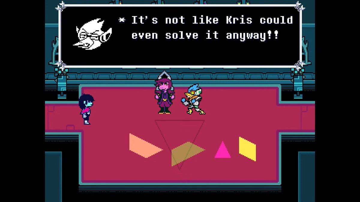 wandydoodles's tweet photo. Funniest deltarune headcanon is that kris absolutely sucks at solving puzzles on their own without the player because i imagine so many scenarios in my head where they beg the soul they ripped out of their own body to help them with the daily crossword or something https://t.co/VJE9zqUsDp