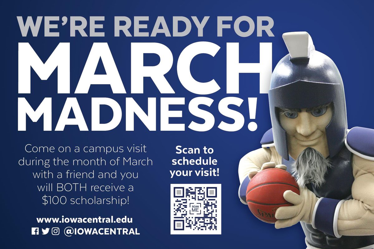 High School Juniors and Seniors! Grab a friend 
✅ Schedule your visit at calendly.com/icccadmissions… ✅ Come check out the #TritonExperience and receive a $100 scholarship 
✅ We can't wait to see you! 🔱 #TritonNation #BeATriton #MarchMadness