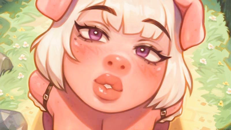 ⠀      

⠀ pov: tienes una cita con la pequeña cerdita. Anda embobada con tu hermosa cara.