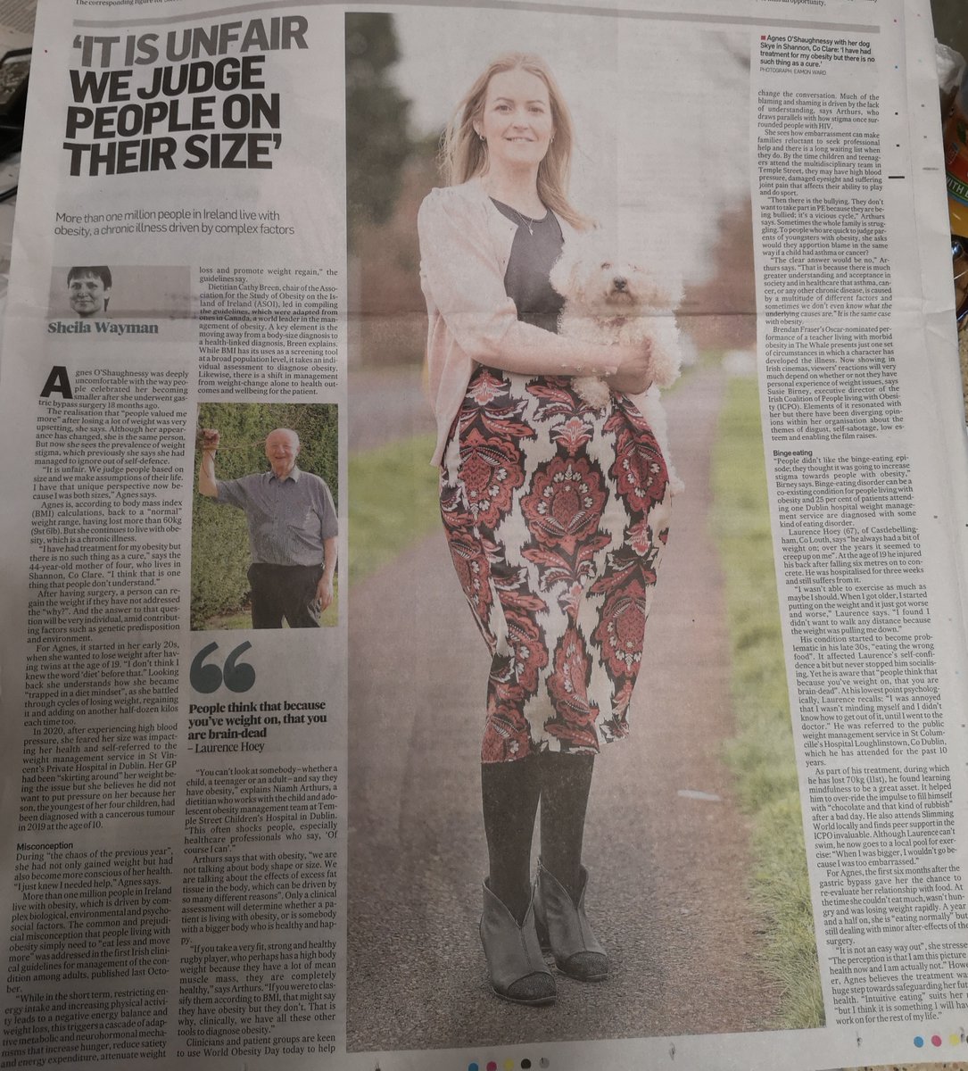 Thanks Sheila Wayman @IrishTimes for interviewing us & featuring #obesity & #childhoodobesity in an informative, insightful article which hopefully will lead to more understanding & supportive conversations about #obesity #WODIreland #ObesityDayEurope #WOD2023 Link to article 👇