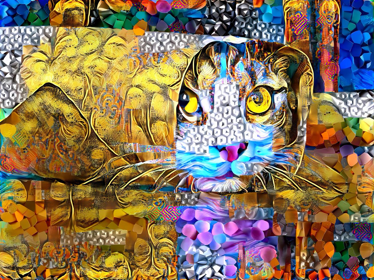 NaturalStupidit's tweet photo. I call this one 'Purrito' #AIArtwork #catmemes #memecats #deepdream #m3tastyle #catalog #AIArtistCommunity https://t.co/8JQ97EIYl7