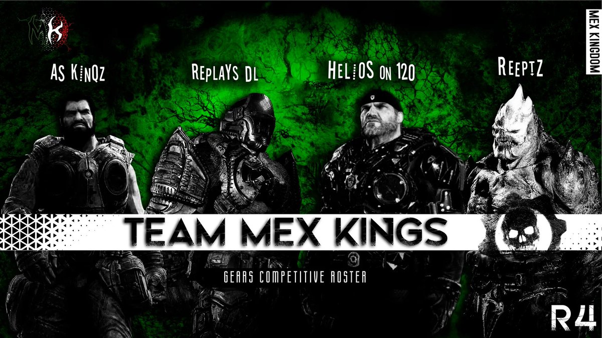 💚No habíamos tenido la oportunidad de presentarles a otro de nuestros rosters de #GEARS5, quienes también nos representarán en futuros eventos.❤ 
Ellos son:

💚<a href="/Replaysvtw/">R</a> 
❤<a href="/HeliosSSJ/">TheStrongest</a> 
💚<a href="/Reptz_/">𝑹𝒆𝒑𝒛 🦖💬</a> 
❤<a href="/Slea5ez/">Sleaz</a> 

💚¡Bienvenidos, chicos!❤

💚Diseño: @arumacotela ❤