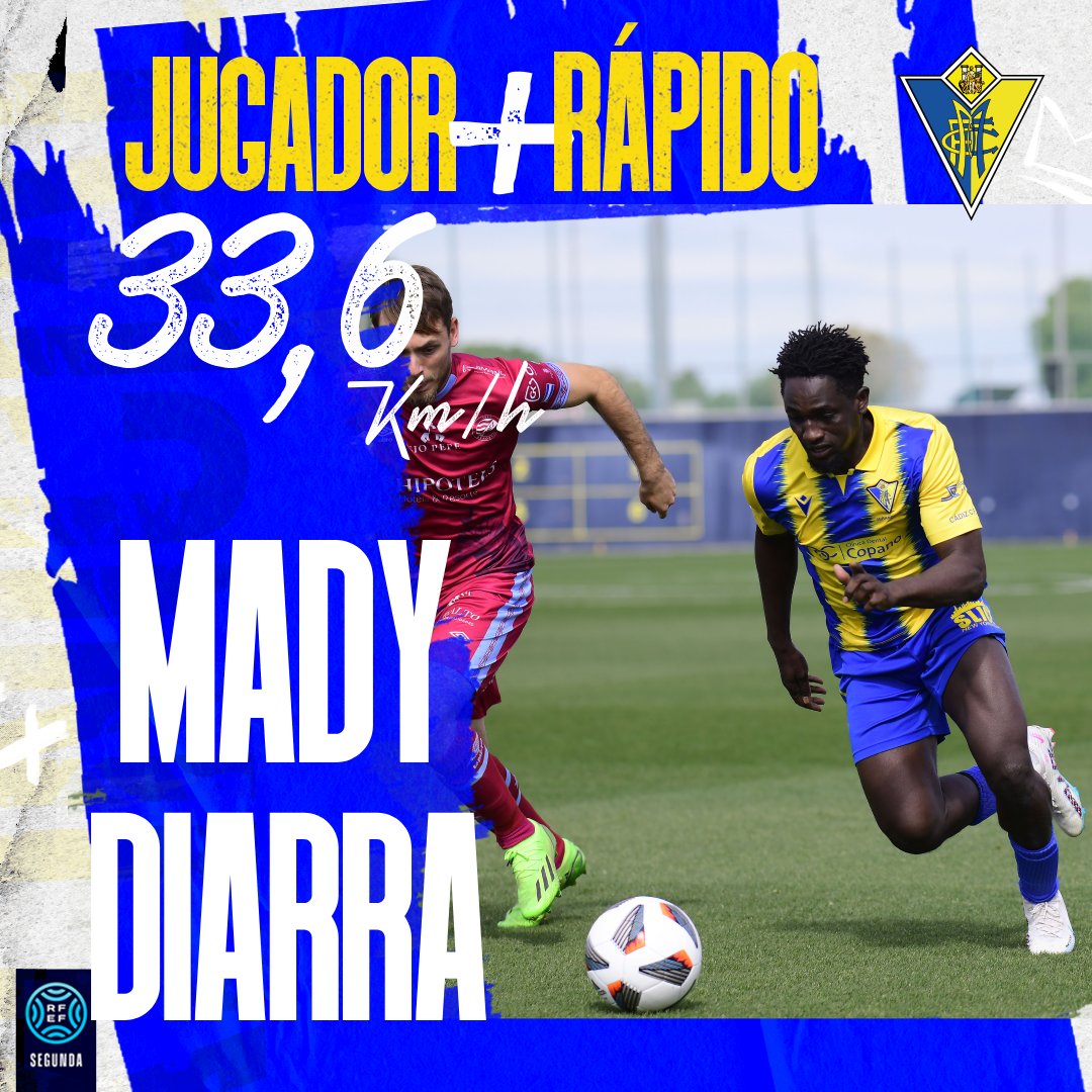 💛🔵 #MirandillaXerezDFC

✈️ Jugador más rápido del partido, <a href="/MamadyDiarra10/">Mamady Diarra 🇲🇱</a>