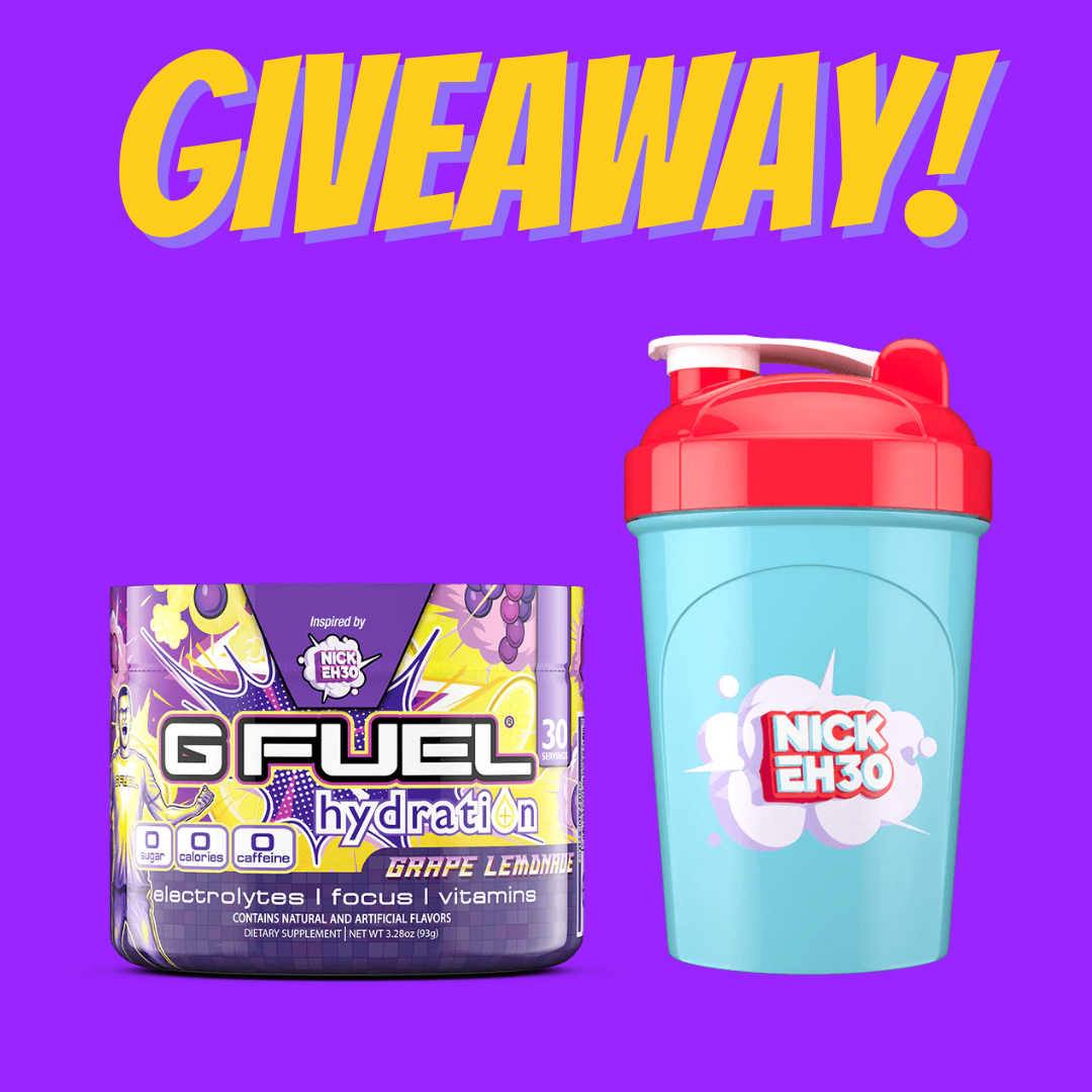 GFuelEnergy's tweet image. 💜 𝗟𝗜𝗞𝗘 + 𝗥𝗧 + 𝗙𝗢𝗟𝗟𝗢𝗪 to win a MOUTH-WATERING, Caffeine-Free, @NickEh30 x #GFUEL &quot;GRAPE LEMONADE&quot; Collector&apos;s Box! 2 winners picked tomorrow! Ehhhhhhhh! 🍇💥🍋 

🛍️ 𝗚𝗘𝗧 𝗬𝗢𝗨𝗥𝗦: GFUEL.ly/grape-lemonade…