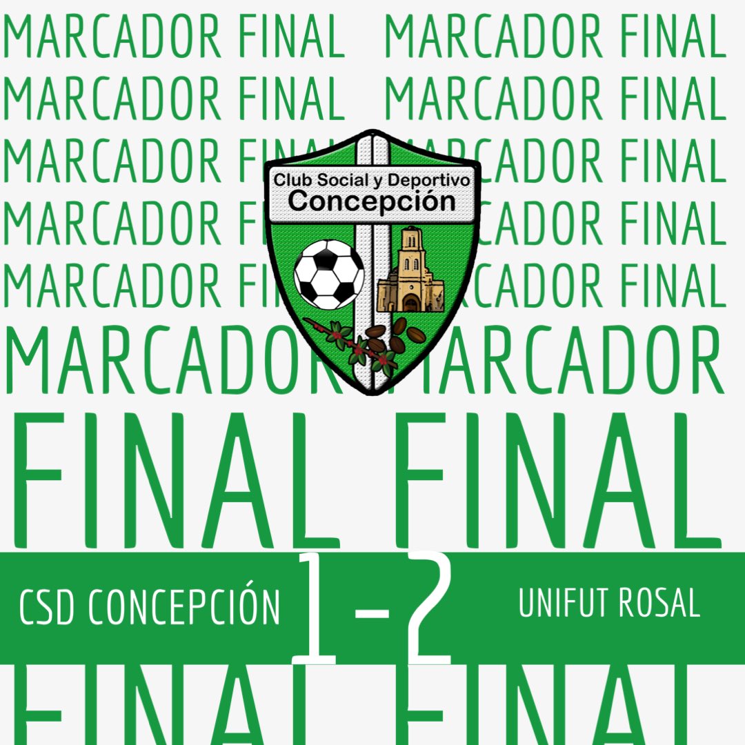 csd_concepcion's tweet photo. Marcador Final 
CSD Concepción 1️⃣
Unifut Rosal 2️⃣ 
#DaleAlbiverde https://t.co/3RToLnq5qO