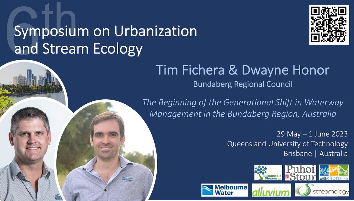 We are pleased to announce that Tim Fichera and Dwayne Honor will be giving a Keynote Address at #SUSE6. We can't wait to hear about the generational shift in waterway management occurring in the Bundaberg region.

-Registrations are OPEN!

More info at: urbanstreamecology.org/suse6