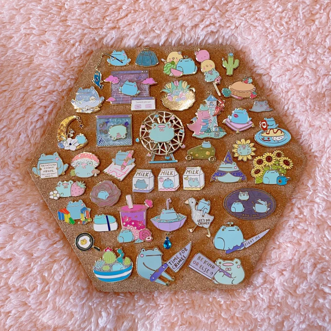 finally deciding to display all the pins i've made!!! 