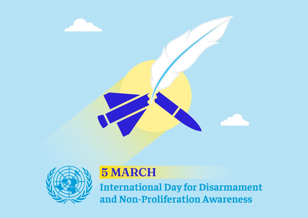 Today we celebrate the first International Day for Disarmament and Non-Proliferation and Awareness. 
In the face of growing nuclear threats and risks, we should do more to spread awareness about the urgent need for disarmament &amp; non-proliferation and the importance of youth  role