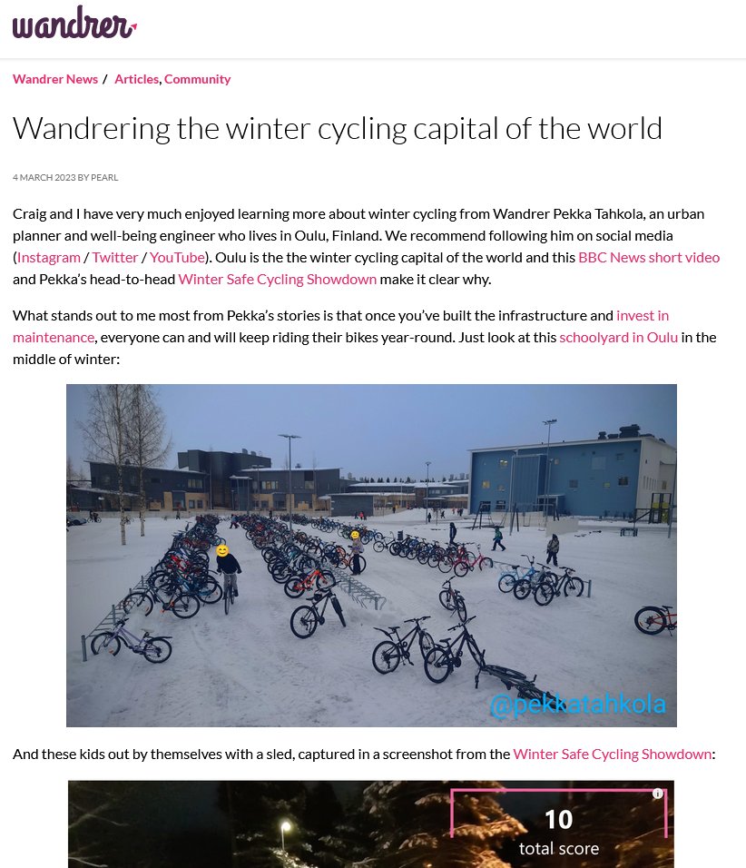 pekkatahkola's tweet photo. Wandrering the winter cycling capital of the world - #Oulu. Read the whole article by @wandrer_earth and me at https://t.co/eKQ21A5299 🤗 https://t.co/sBXGs407ss