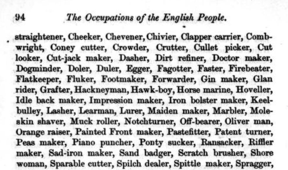 ListsOfNote's tweet image. The (Oddest) Occupations of the English People in 1881: listsofnote.com/p/peas-maker-p…