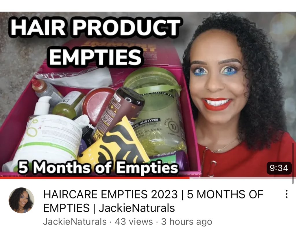 🚨NEW VIDEO🚨LET’S TALK TRASH!!! HAIR CARE  EMPTIES AFTER COLLECTING THEM FOR OVER 5 MONTHS  IS ON MY CHANNEL NOW!!! 

WATCH NOW: youtu.be/V_-jpUnyYzo

#empties #hairempties #haircare #hair #curlyhair #naturalhair #curls #letstalktrash #hairproducts #jackienaturals