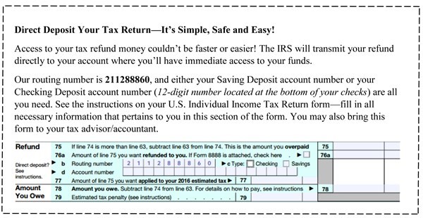 Have you filed your 2022 taxes yet? Save yourself some stress and file now! Consider filing with direct deposit for a quicker, more convenient tax return. #safeandeasy #2022taxes
