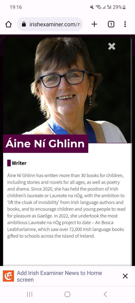So proud to see Mam named as one of 100 women changing Ireland in 2023! @LaureatenanOg irishexaminer.com/news/spotlight…