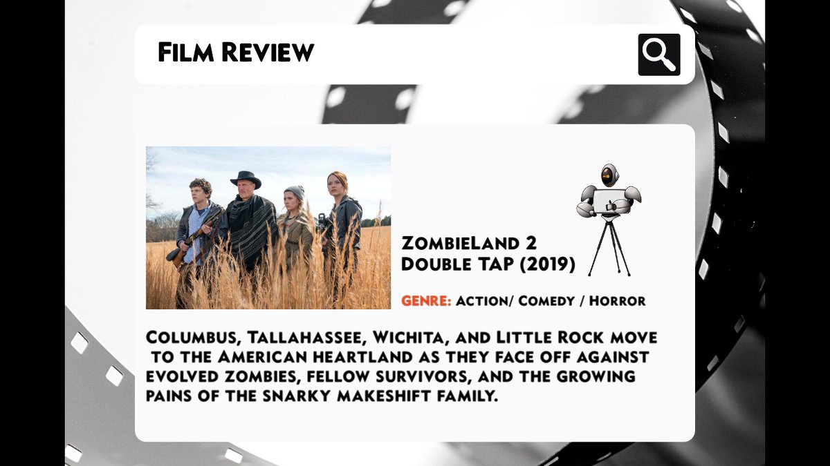 Check out 'Zombieland 2 - 2019' 🎬🍿
To access all the reviews go to our Hub, plus find more filmmaking content 🎥

#moviereview #WoodyHarrelson #JesseEisenberg #EmmaStone #AbigailBreslin #amberheard #billmurray #RosarioDawson #lukewilson #ThomasMiddleditch #ZoeyDeutch #avanjogia