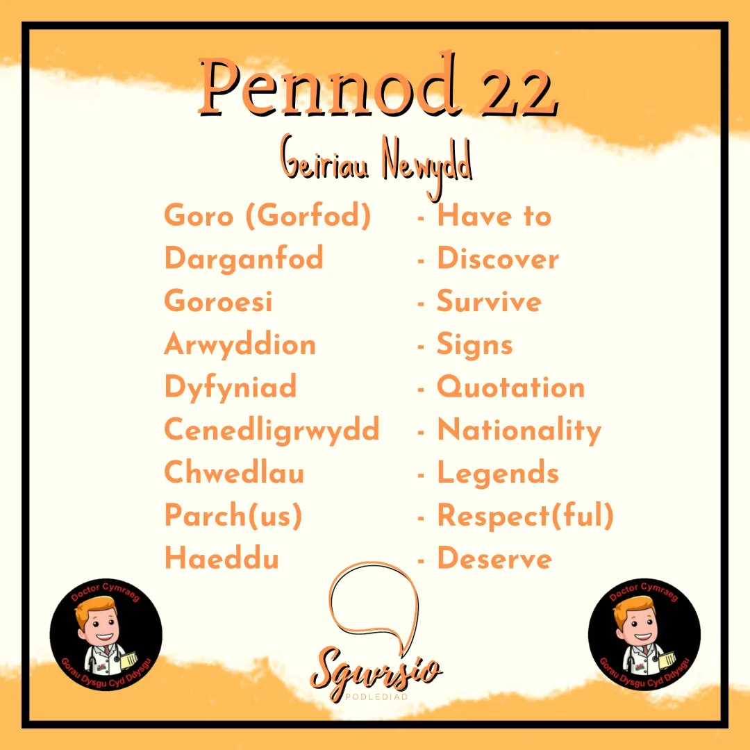 Sgwrsio (@sgwrsio1) on Twitter photo Pennod Newydd! New Episode! Sgwrsio - Welsh language podcast for learners. Siarad gyda/speaking with <a href="/CymraegDoctor/">DoctorCymraeg</a>! 🤓
open.spotify.com/episode/4v6aWm…
ypod.cymru/podlediadau/sg… Pennod Newydd! New Episode! Sgwrsio - Welsh language podcast for learners. Siarad gyda/speaking with <a href="/CymraegDoctor/">DoctorCymraeg</a>! 🤓
open.spotify.com/episode/4v6aWm…
ypod.cymru/podlediadau/sg…