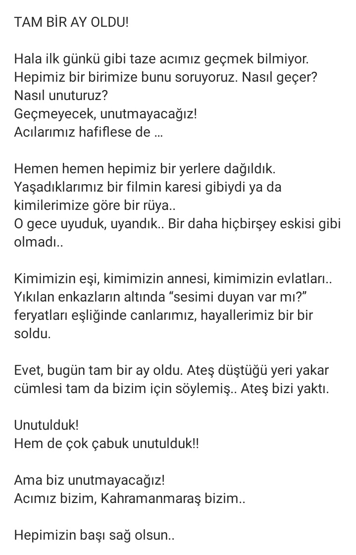 #kahramanmaraş #tam1ayoldu 😔