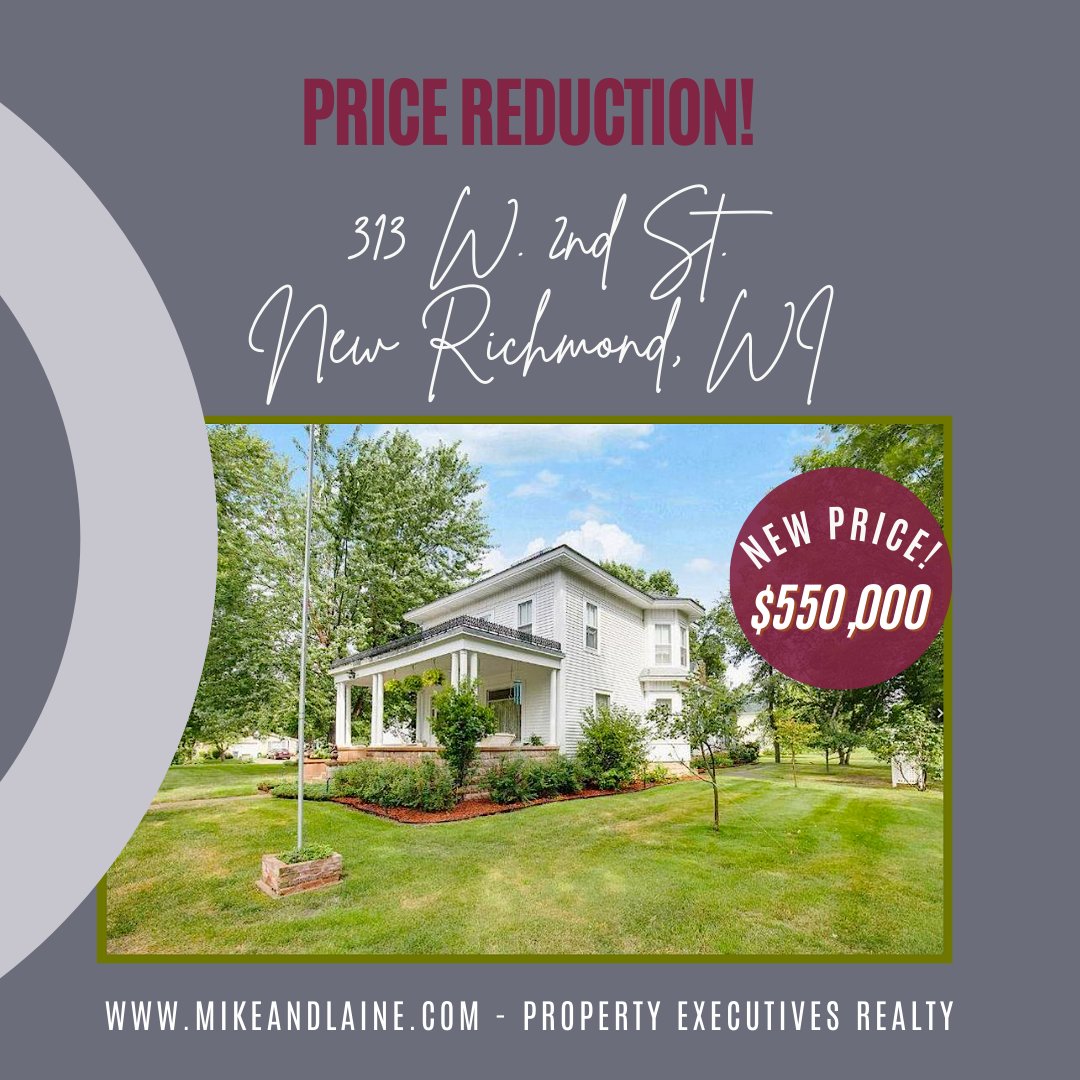 MikeandLaine's tweet photo. New price reduction! 
Beautiful  home on the Historic Registry in New Richmond. This home has been completely restored- move in condition.
Listed by Laine- ML Anderson Real Estate - Property Executives Realty
715.377.6350  
mikeandlaineanderson@gmail.com
https://t.co/agZUwnRFsU https://t.co/AjrsJHS16C
