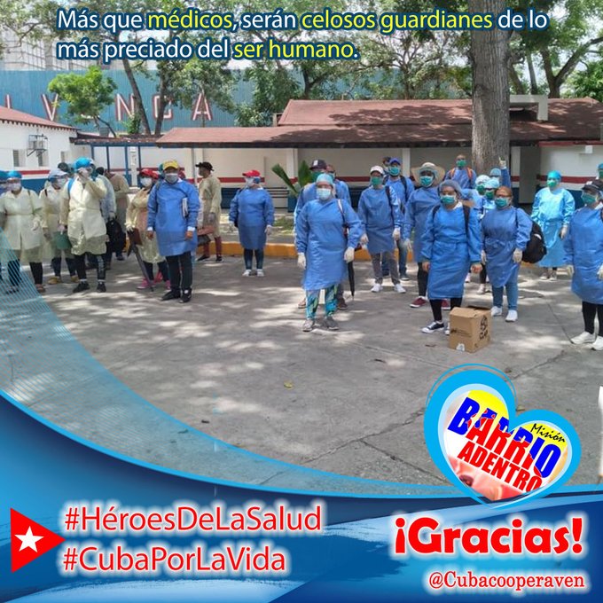 Cubacooperabol2's tweet photo. Si alguien pretende deshonrar al más invencible de los ejércitos, el de batas blancas de Cuba, se equivoca, porque es el más noble y humano del mundo. #ChávezVive #CubaPorLaVida @cubacooperaven @MINSAPCuba @japortalmiranda https://t.co/rw6ramyFfj
