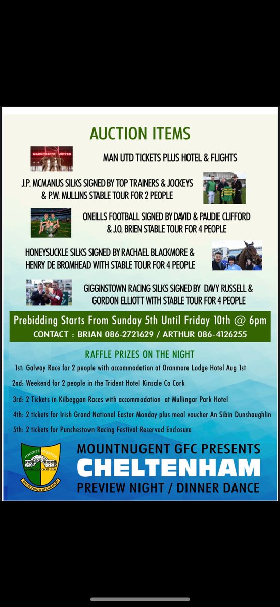 The countdown is on to Friday night and our Cheltenham preview and dinner dance night. Contact any club member for tickets!!

All details in the photo below 👇