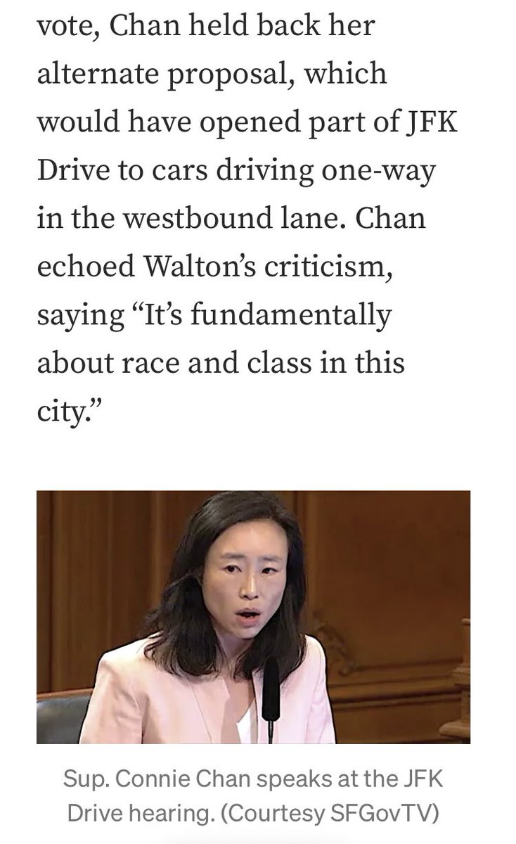 Sr_Lazarus's tweet photo. @conniechansf loves to talk up equity. during the #JFKDrive debate, which she also tried to muck with, she said eliminating cars would be racist and elitist, which is probably how she feels about adding housing in the first place https://t.co/xqh9lBhEyy https://t.co/S7NkmMavR0