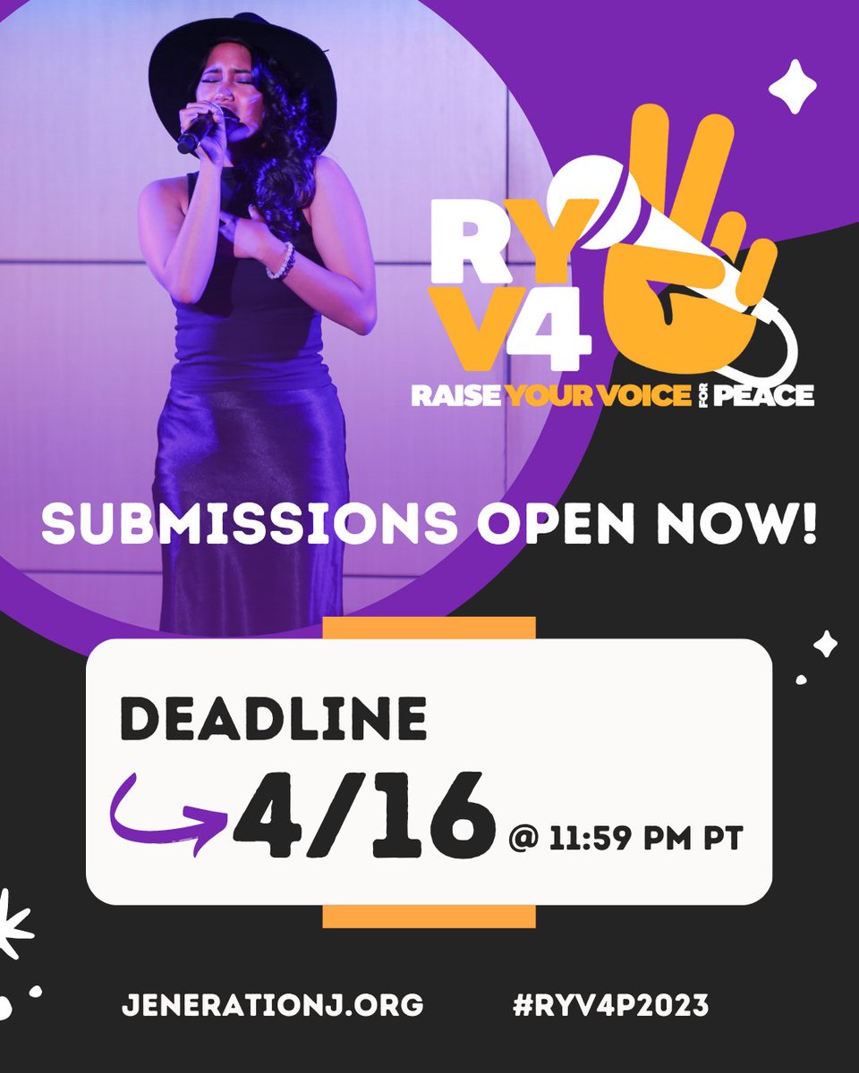 Our Raise Your Voice 4 Peace youth vocal competition is back. Please share! #ryv4p 